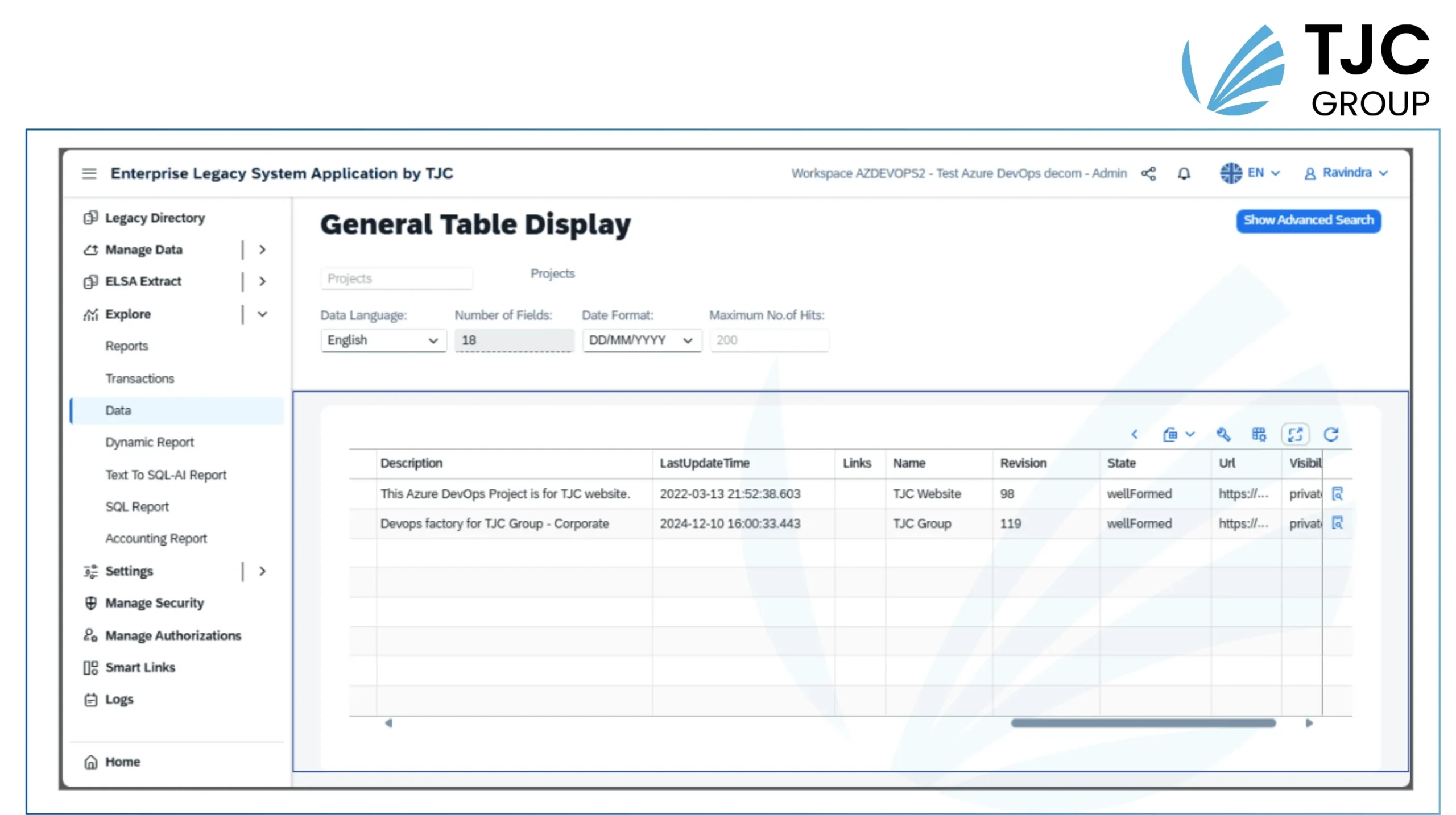 Allgemeine Tabellenansicht von ELSA von TJC Group  